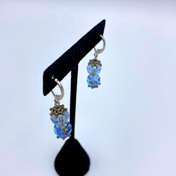 Hand Crafted Blue Aurora Borealis Earrings - Picture 3 of 3